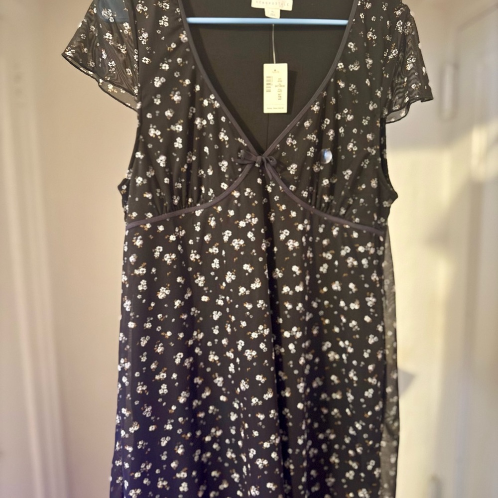 Black Floral Dress with Sheer Sleeves